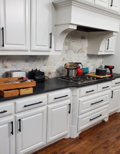 Flat Black Euro Style Handles on Custom Cabinets Kitchen