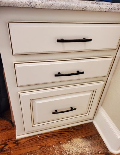 Oil Rubbed Bronze Subtle Arch Handles on Mediterranean Drawers